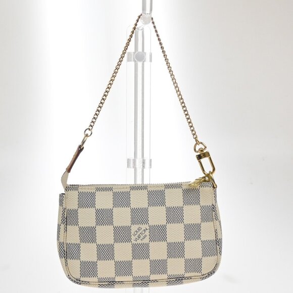 LOUIS VUITTON Mini Pochette Accessoires Hand Bag Damier Azur WE - Picture 1 of 14